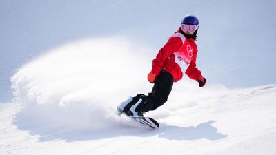 Queralt Castellet of Spain competes during the women's snowboard halfpipe final at Genting Snow Park in Zhangjiakou, north China's Hebei Province, Feb. 10, 2022. (Photo by Xu Chang/Xinhua via Getty Images)